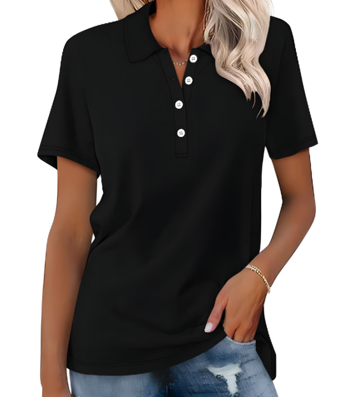 Aksana™ - T-SHIRT POLO FEMME CONFORTABLE EN TISSU DOUX