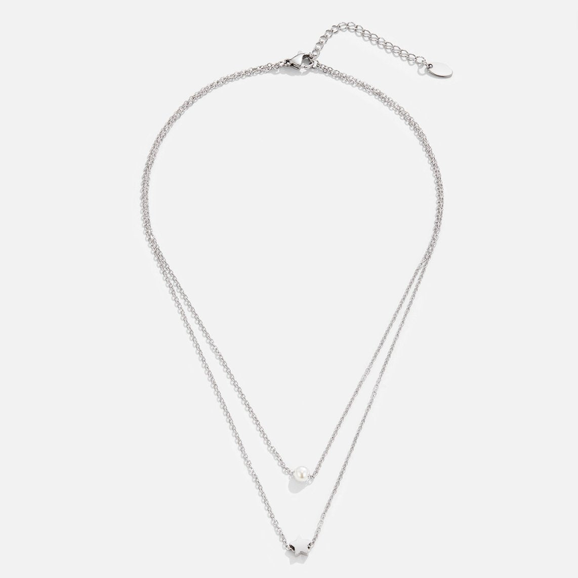 Collier en Argent Superposé avec Étoile & Perle