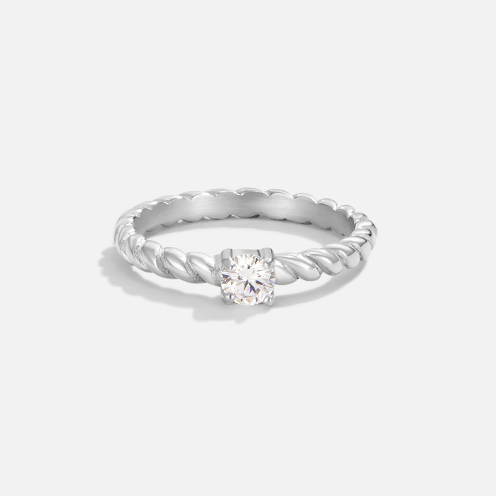 Bague en Cristal Argenté Torsadé de Milan