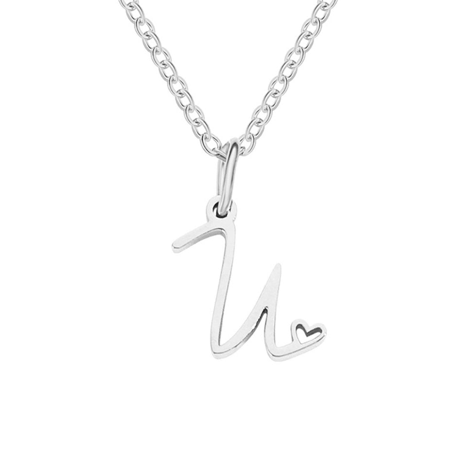 Collier en forme de cœur avec lettre en argent
