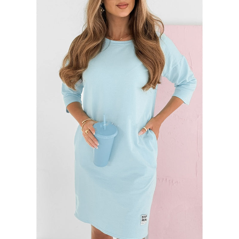 Lieka™ - ROBE AVEC ENCOLURE RONDE ET MANCHES 3/4, POCHES