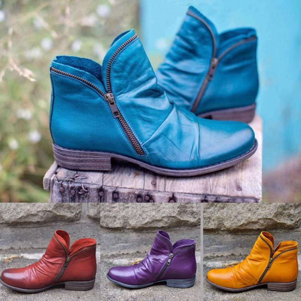 Victoria™ – Bottes en cuir avec fermeture éclair pratique
