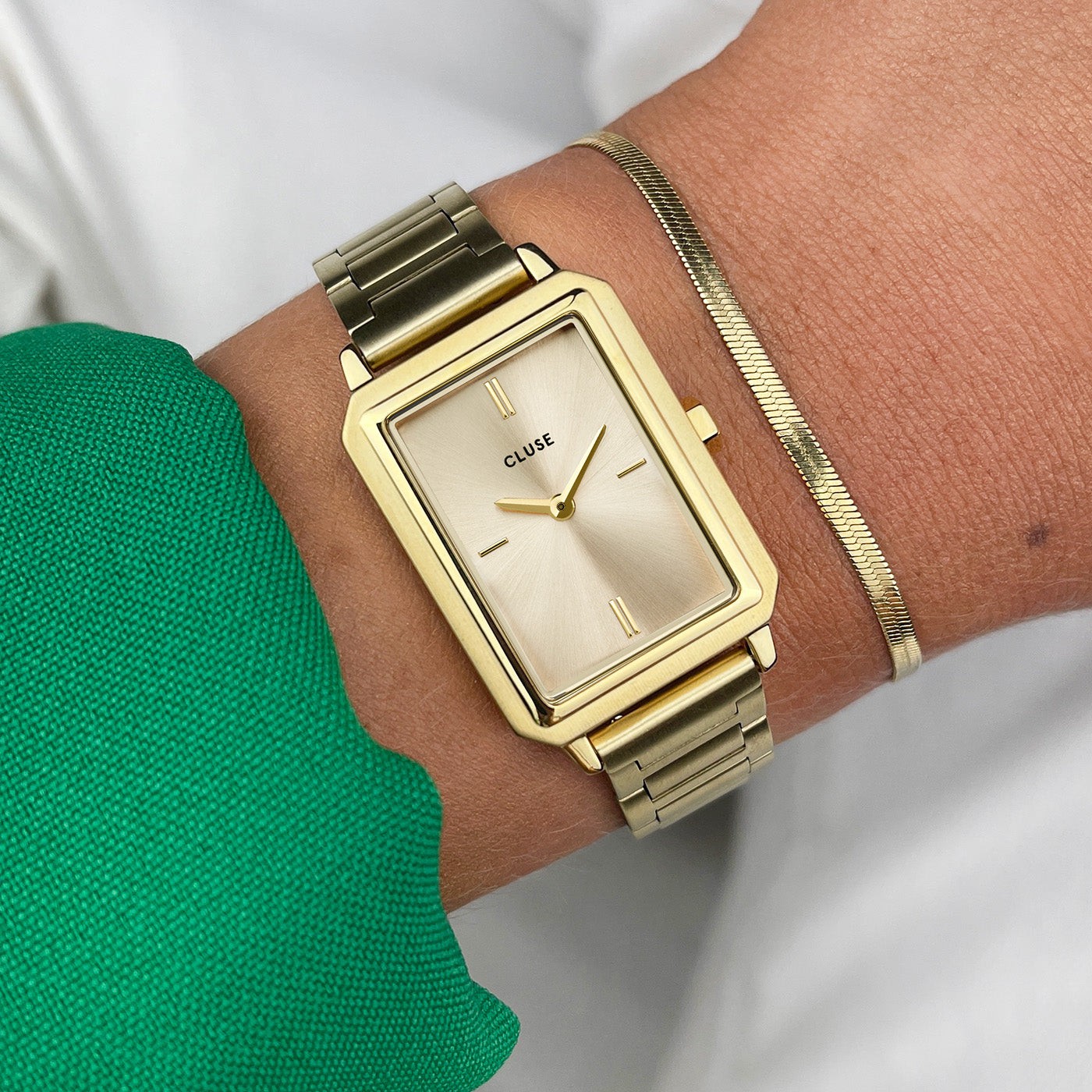 Montre Fluette en Acier, Couleur Or Plein