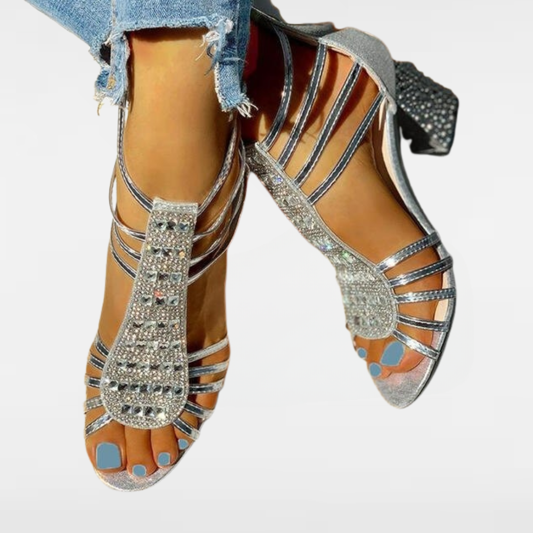 MADELINE | SANDALES À TALON OUVERT EN STRASS