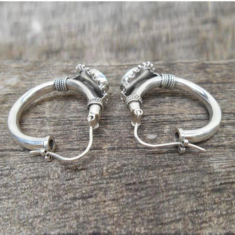 Boucles d'oreilles rétro turquoise chic