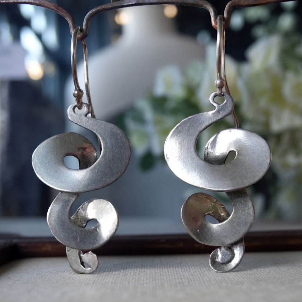 Boucles d'oreilles spirales vintage en argent