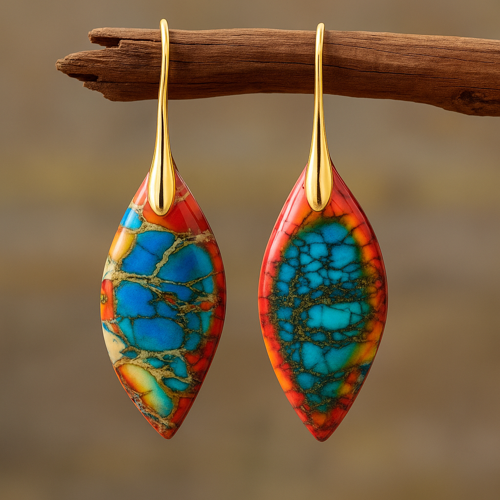 Pendentif en Pierre Multicolore en Or et Argent