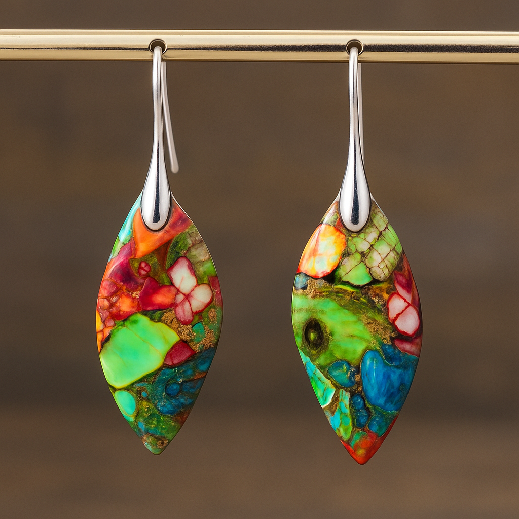 Pendentif en Pierre Multicolore en Or et Argent