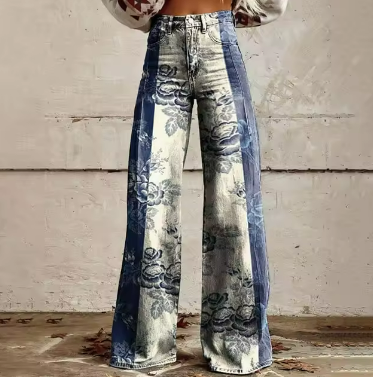 Leticia | Jean vintage large avec un imprimé floral raffiné