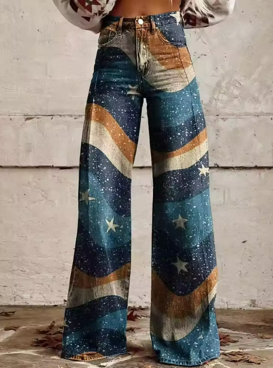 Brianna | Jean large inspiré vintage avec imprimé étoilé