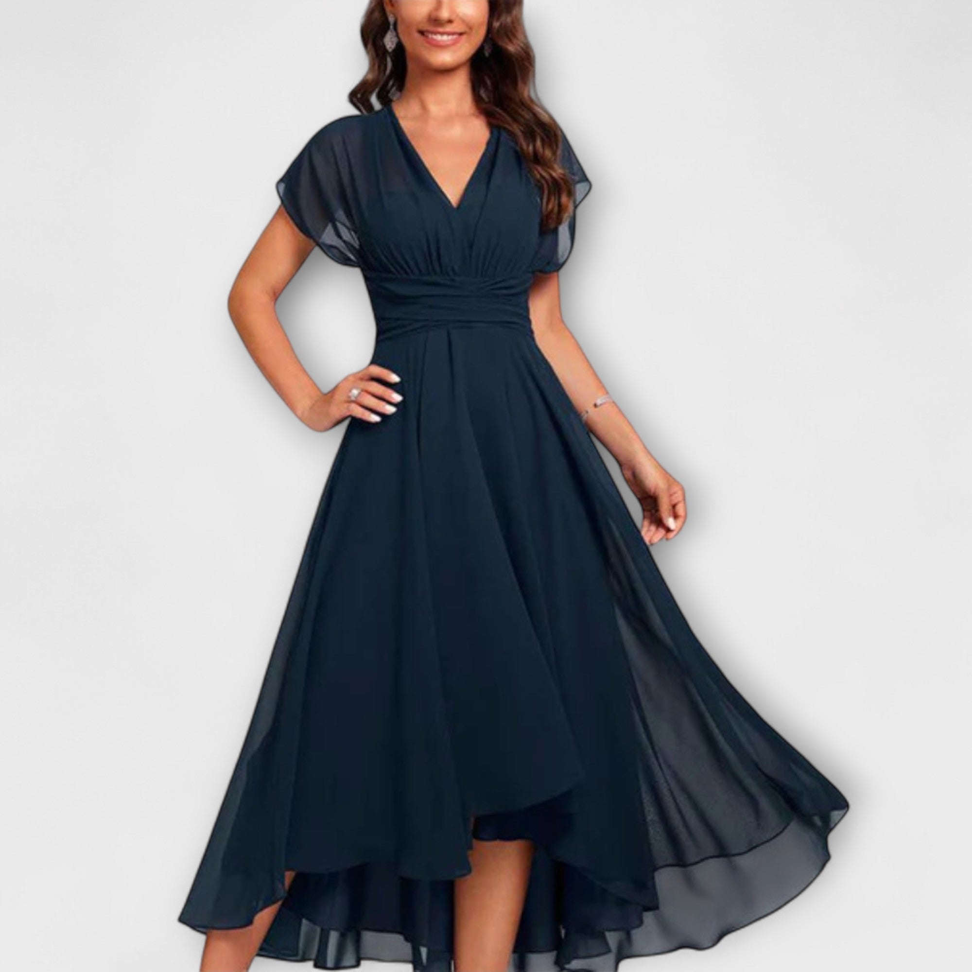 Julita™ - ROBE DE SOIRÉE FLUIDE AVEC ENCOLURE EN V