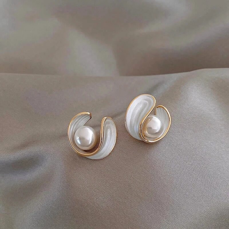 Boucles d'oreilles en opale blanche Antoinette Luxe
