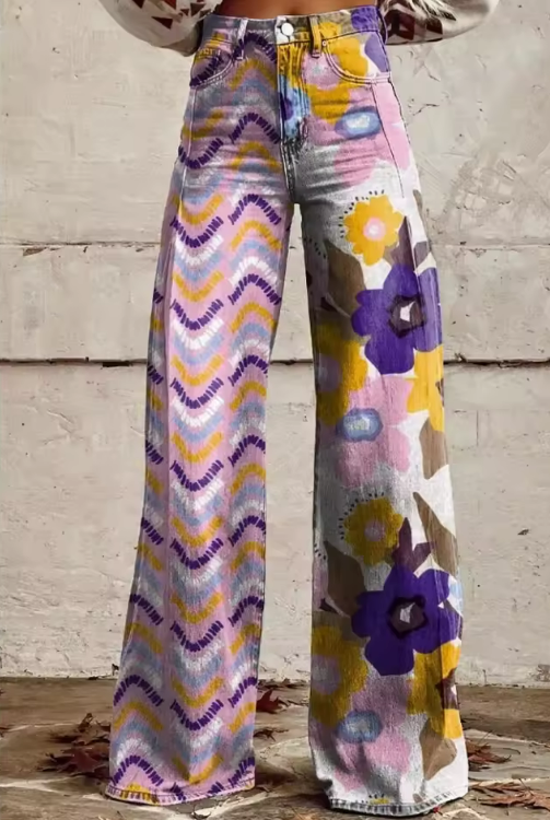 Scarlet | Pantalon boho avec des motifs ludiques et des fleurs