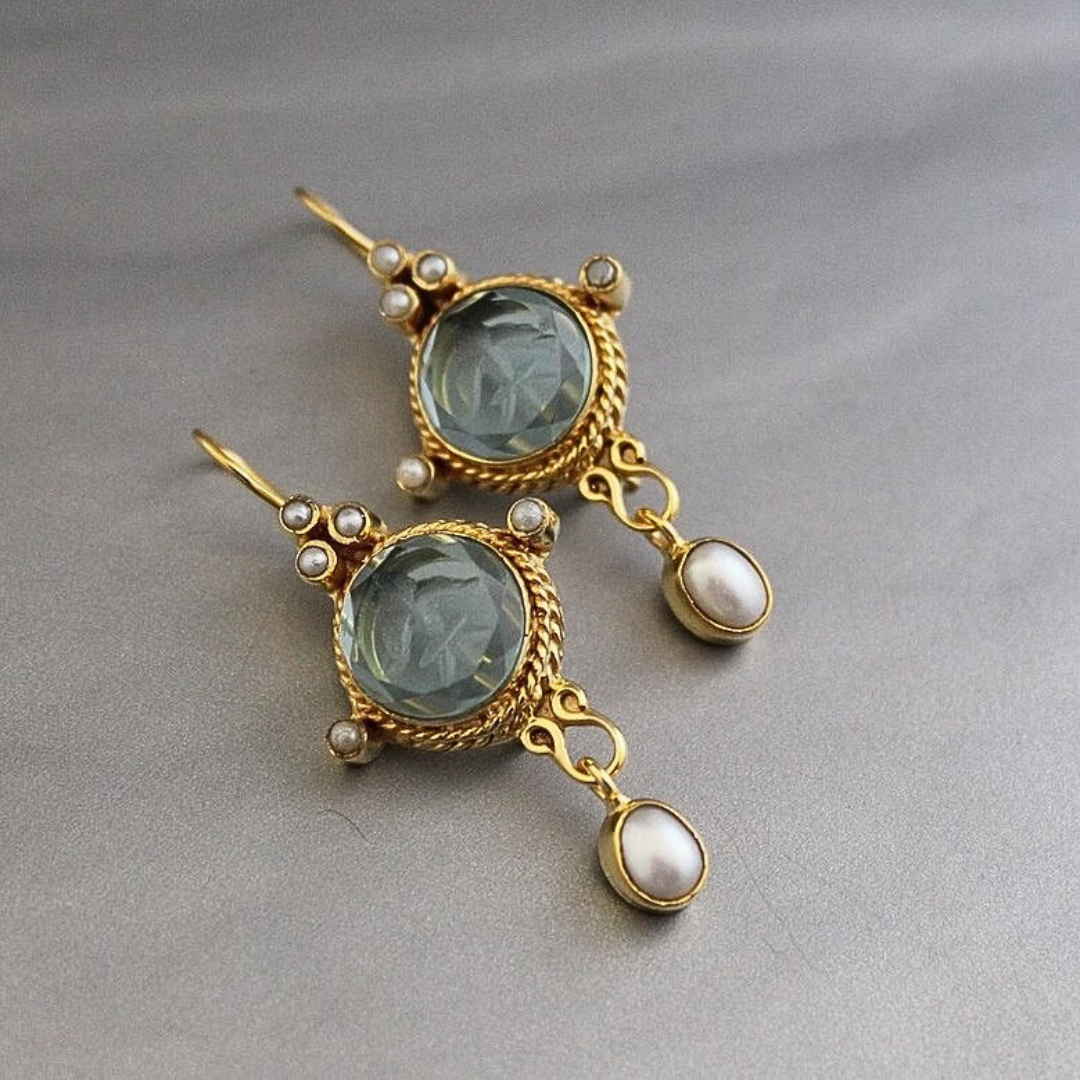 Boucles d'oreilles en perles vintage Merena