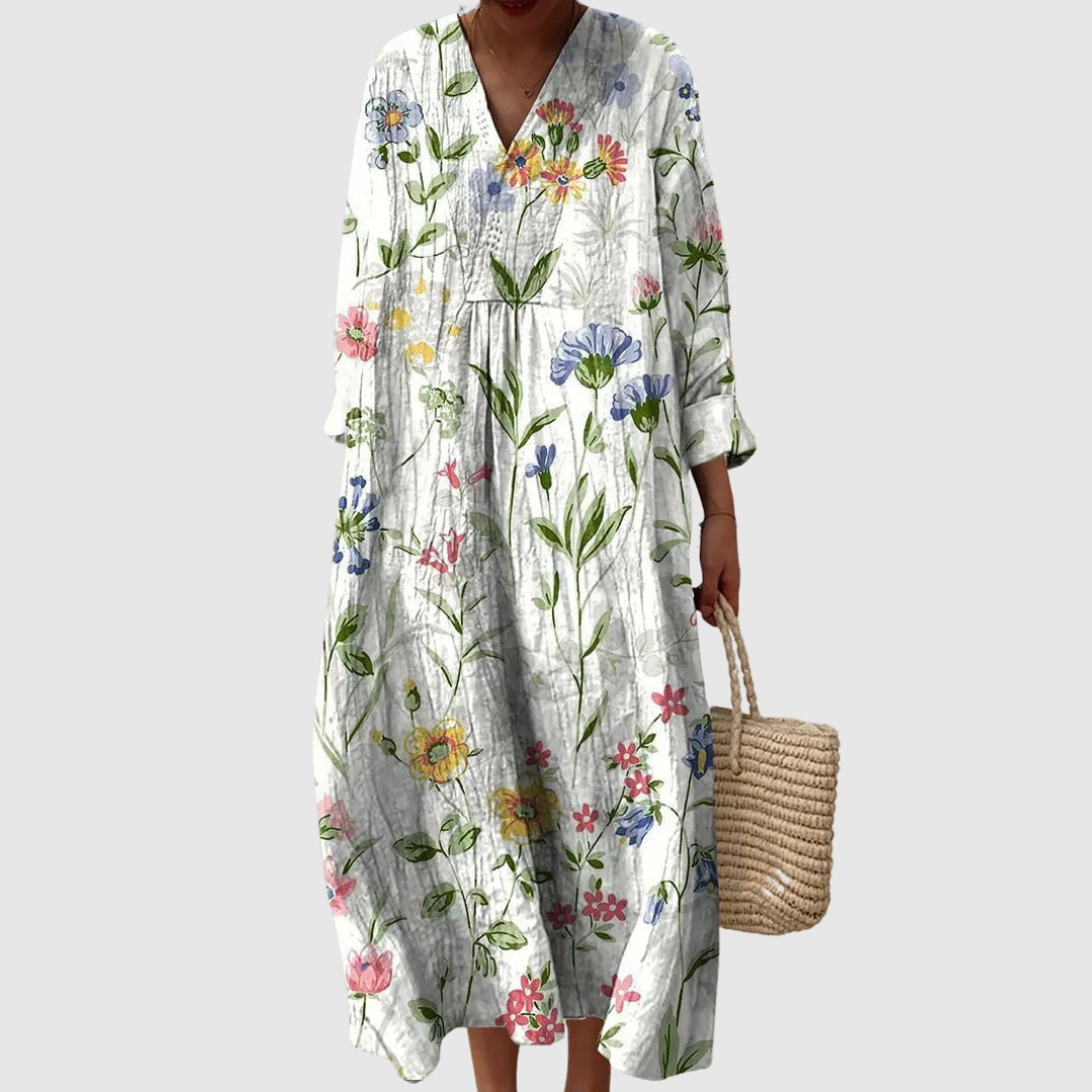 Cavell™ – Robe Midi Confortable avec Fleurs d'Été
