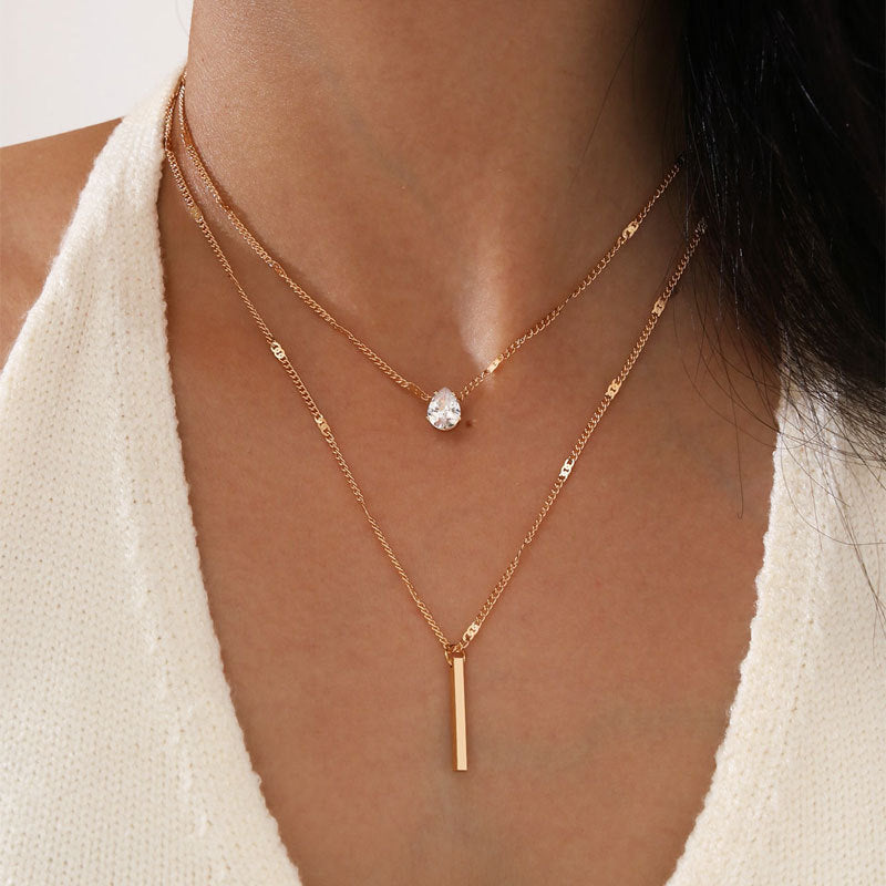 Collier Pendentif Double en Or et Argent