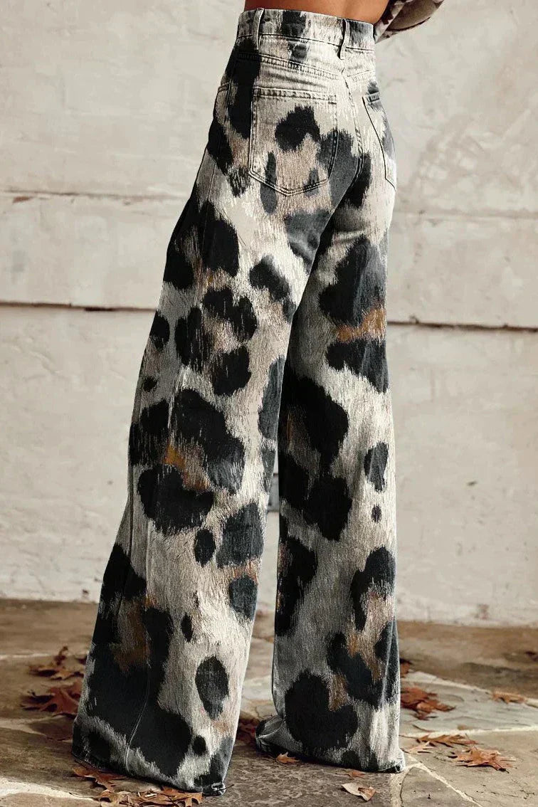 Leonora | Pantalon vintage boho avec imprimé léopard