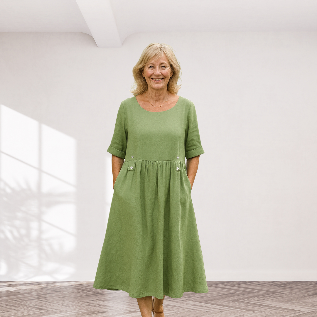 Cavell™ – Robe Ample avec Détails Élégants en Cuir et Poches