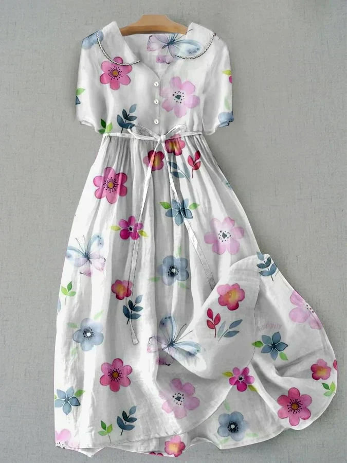 Lyric - Robe à Imprimé Floral Élégant avec Taille Lacée Tendance