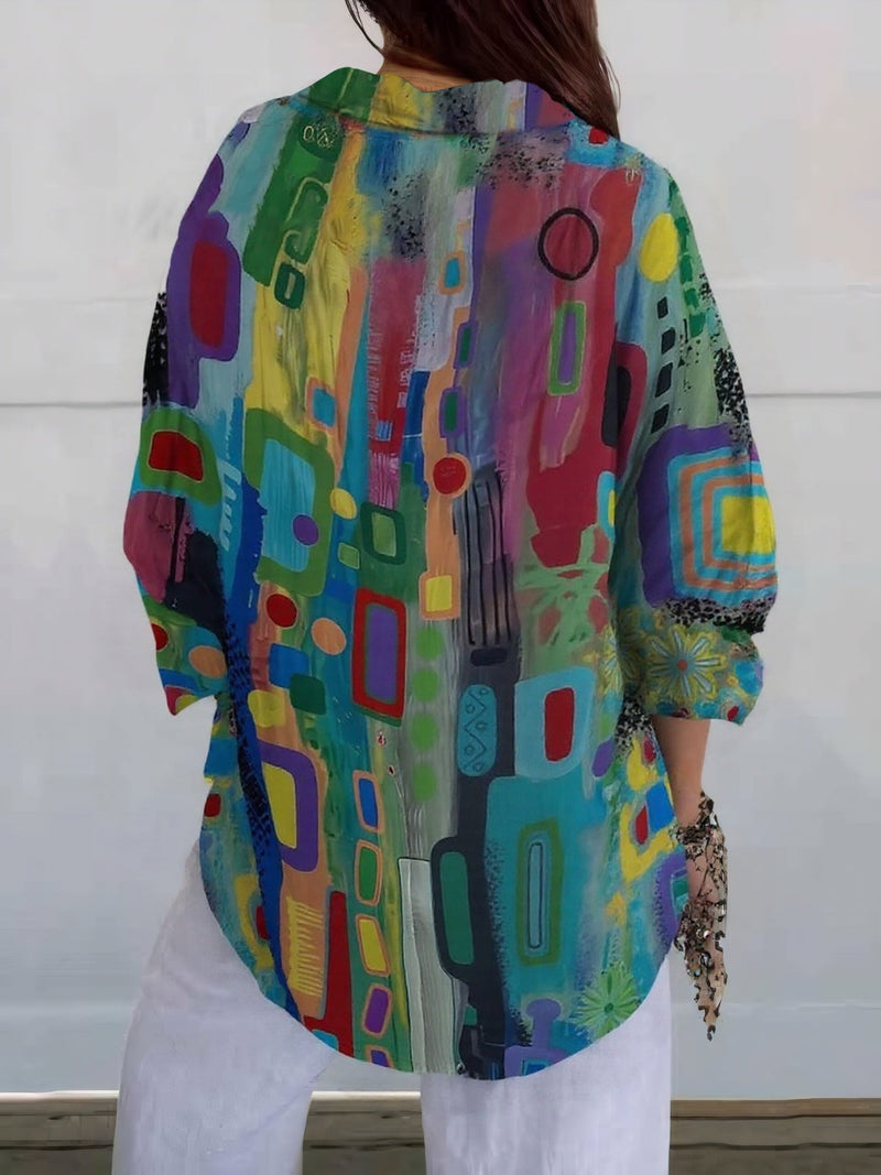 EDNA™ - BLOUSE ÉLÉGANTE AVEC MOTIF GÉOMÉTRIQUE