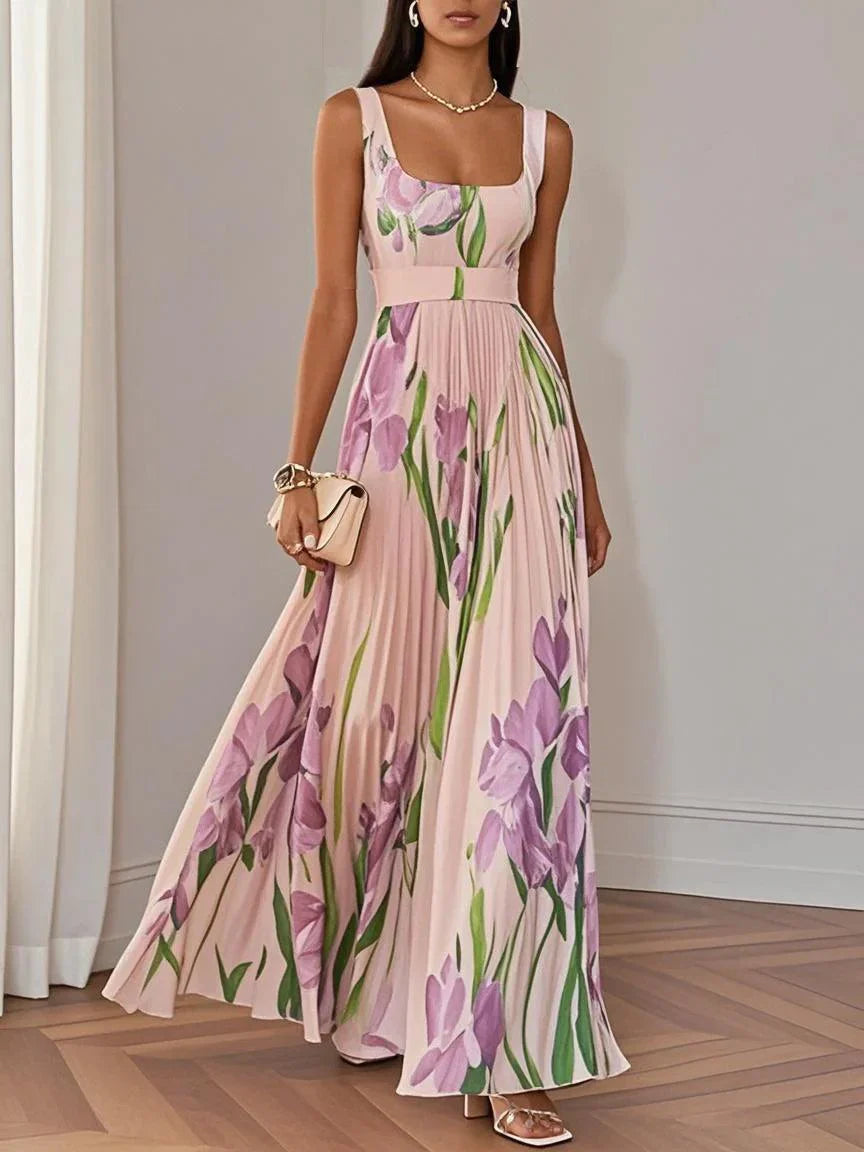 Liana™ | Robe Maxi en Chiffon Plissé