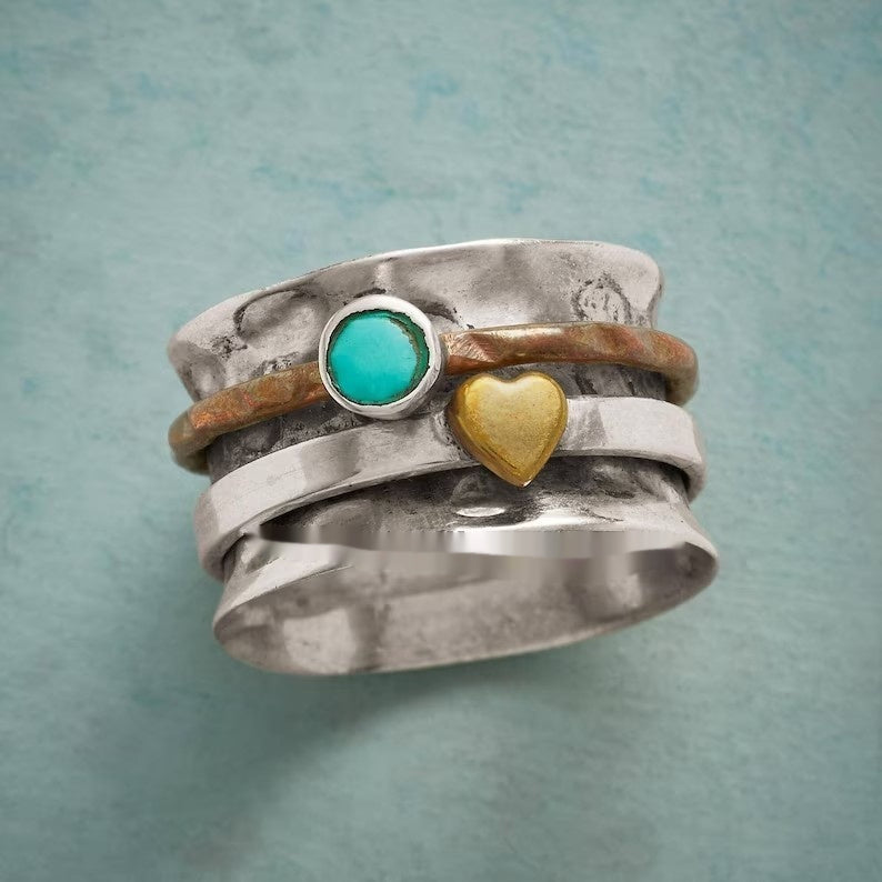 Bague en Argent Cœur Doré