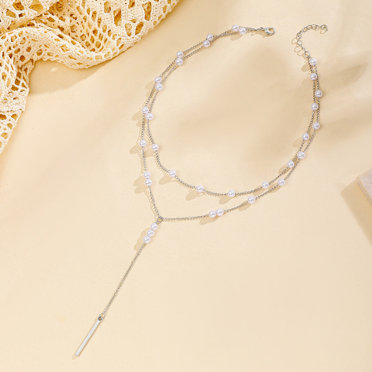 Collier Pendentif en Perle Argent Vintage