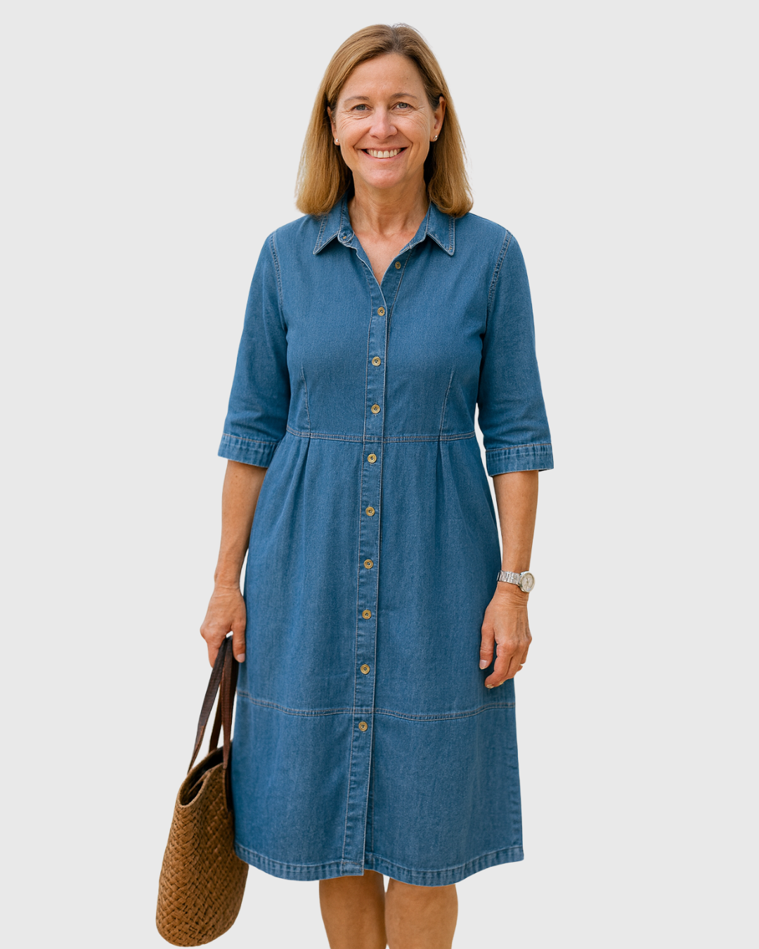 Cavell™ – Robe en Jean avec Boutonnage & Élégance Ample