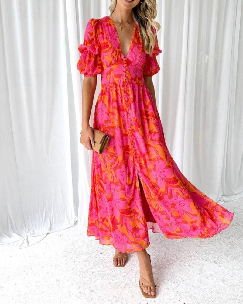 DERANA™ - ROBE MAXI ROUGE PINK