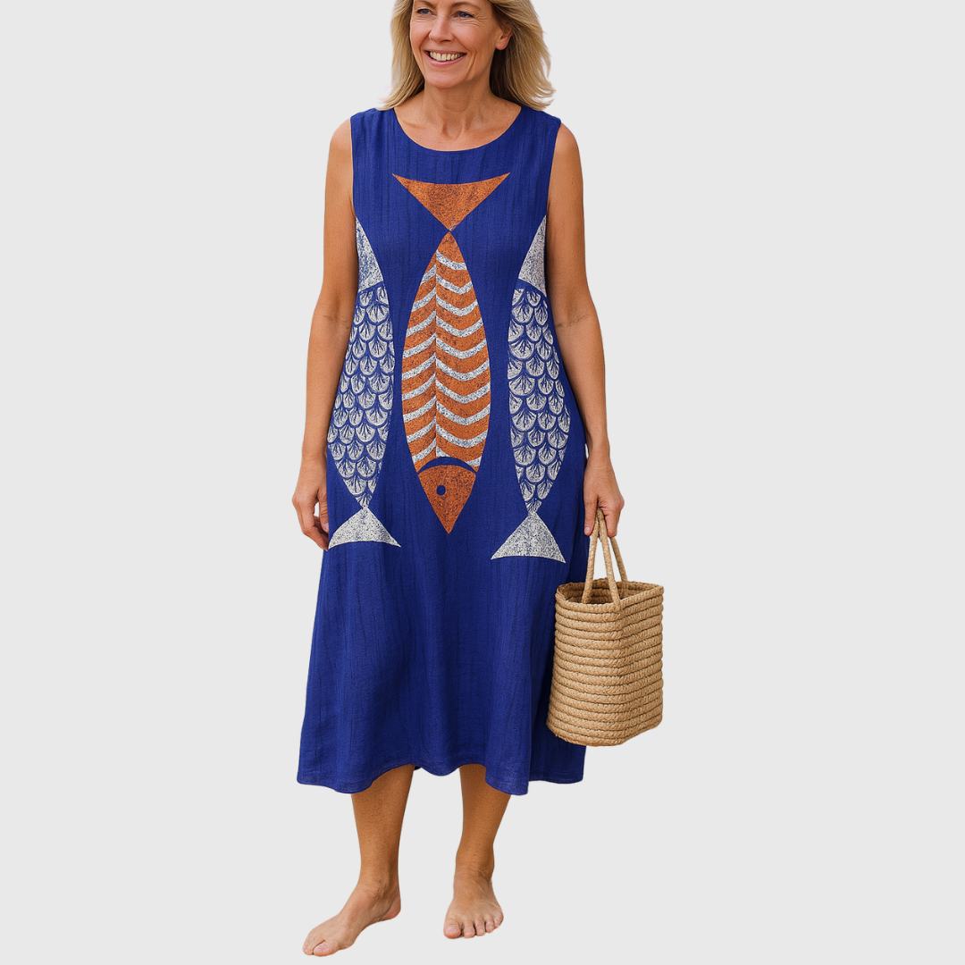 Cavell™ – Robe d'été avec Imprimé Poisson Joueur & Coupe Confort