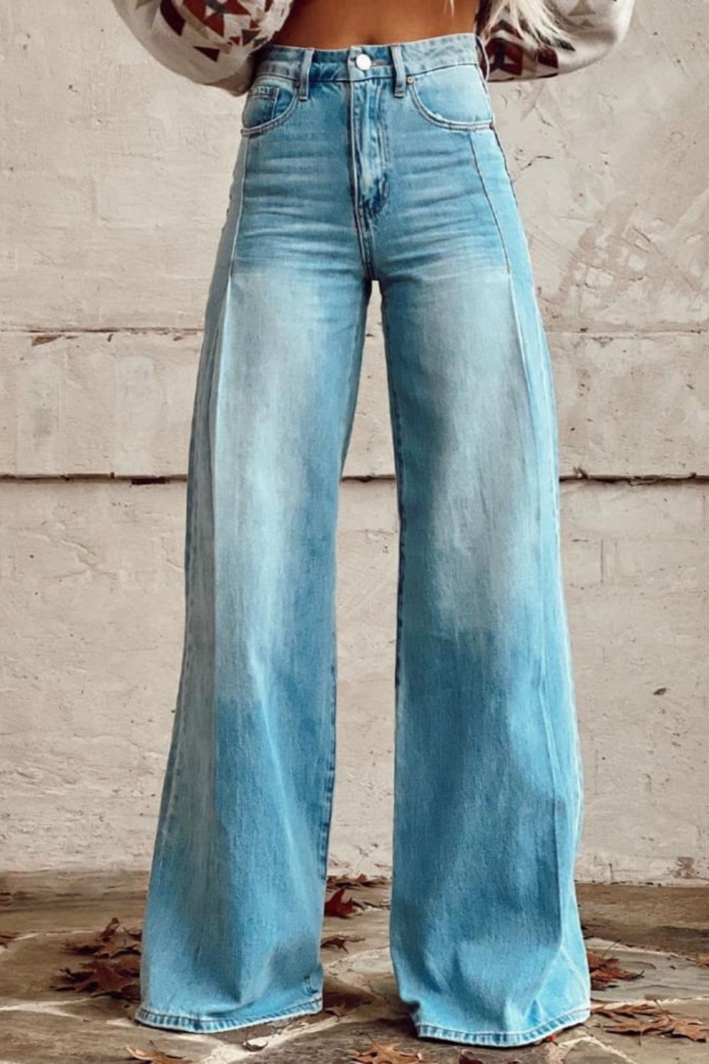 Shaina | Jeans large vintage-boho délavé