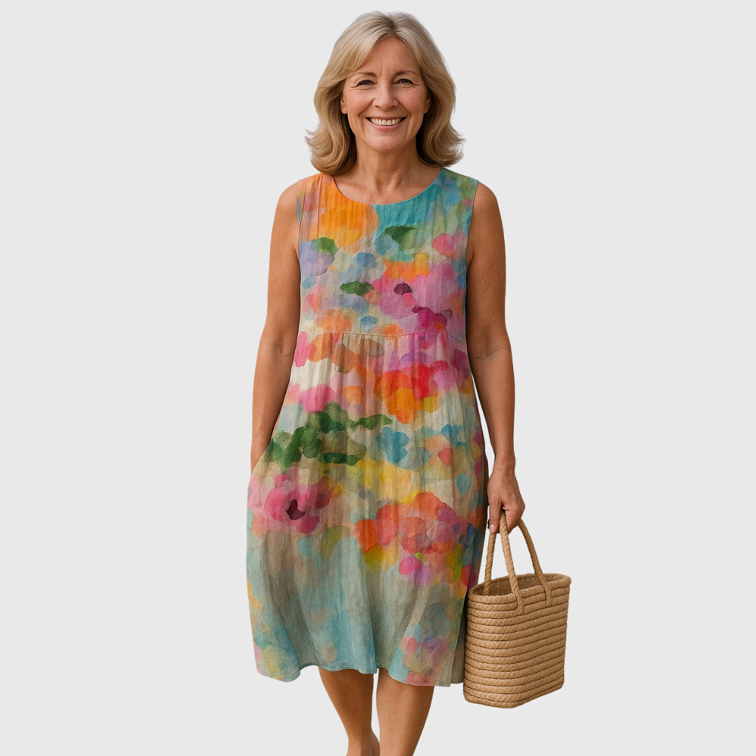 Cavell™ – Robe d'Été Colorée avec Imprimé Artistique & Coupe Ample