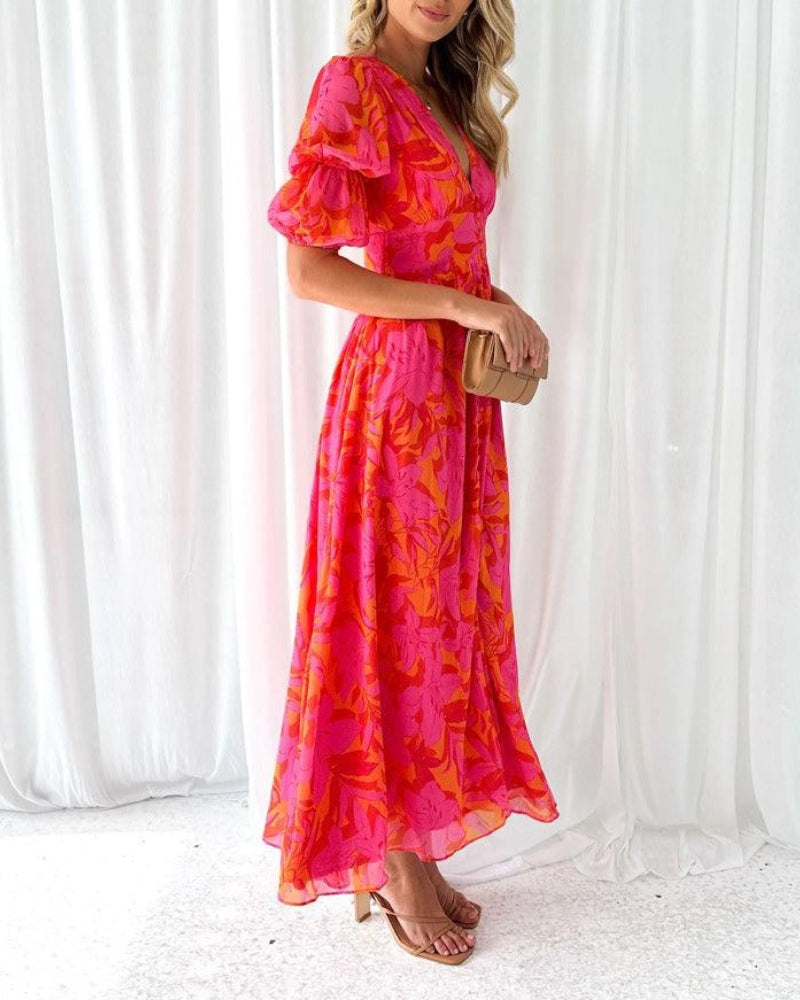 DERANA™ - ROBE MAXI ROUGE PINK