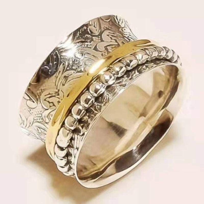 Bague Vintage Gravée en Argent & Or