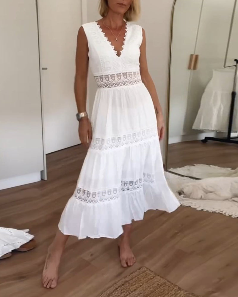 Kim™ - ROBE EN DENTELLE AVEC COL EN V