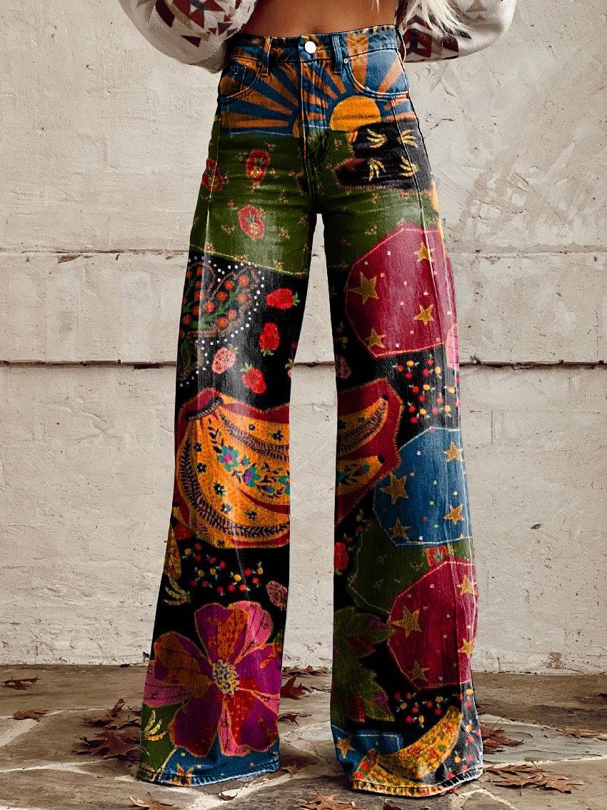 Siena | Jean large boho avec impression magique