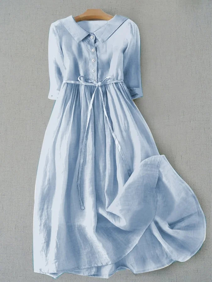 Lux - Robe à Manches Mi-Longues avec Détail Lacé à la Taille
