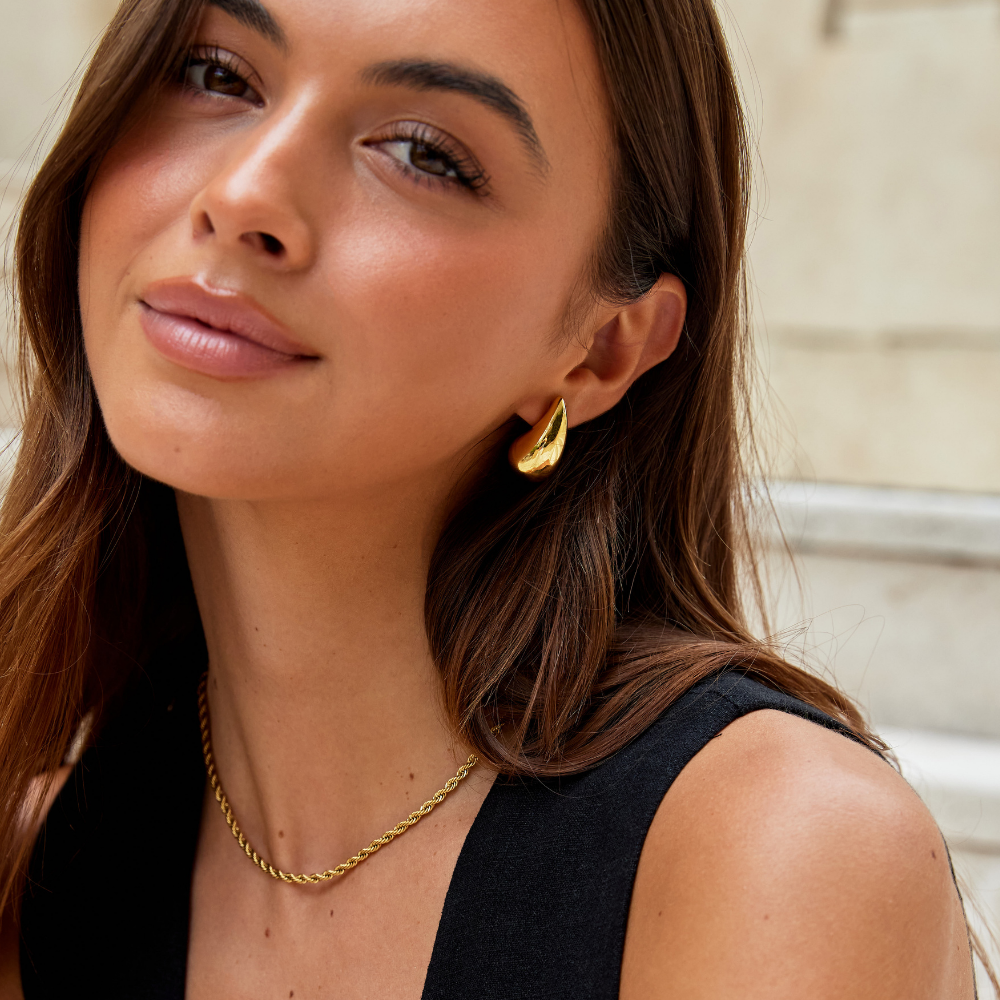 Boucles d'oreilles en forme de goutte d'or Ame