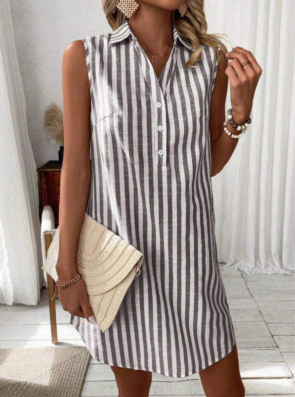 Annie™ - ROBE CHEMISE À RAYURES ÉLÉGANTES AVEC UNE SILHOUETTE FLATTEUSE