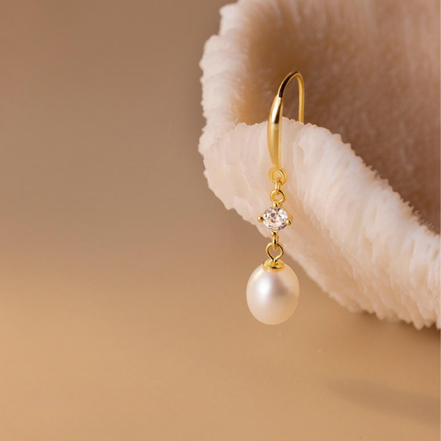 Baroque Pearl Zircon Stud Earrings