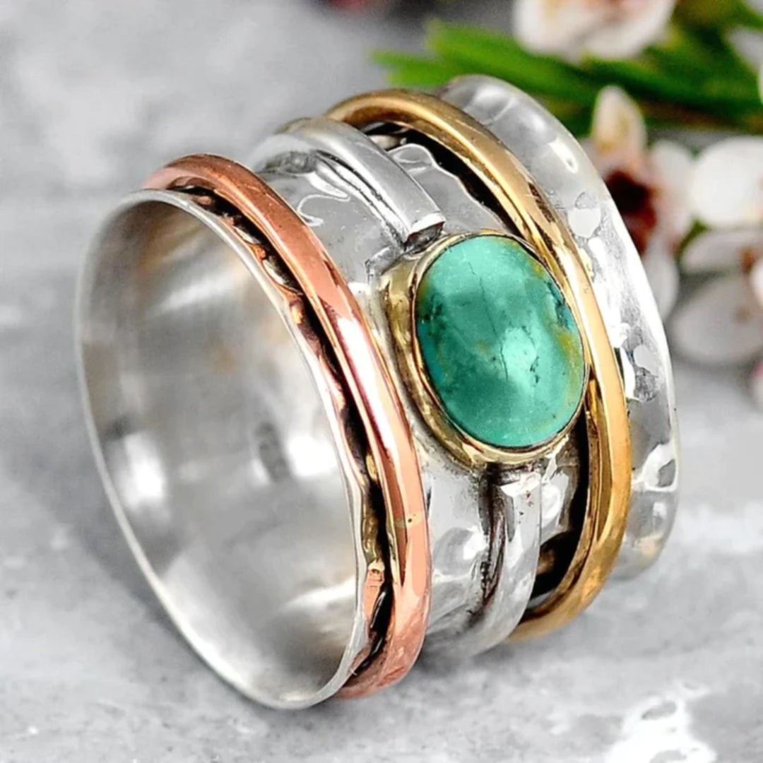 Vintage Gold & Silver Details with Turquoise Stone Ring