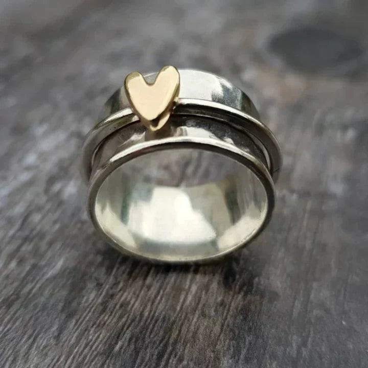 Bague Argent Vintage Cœur Pendante