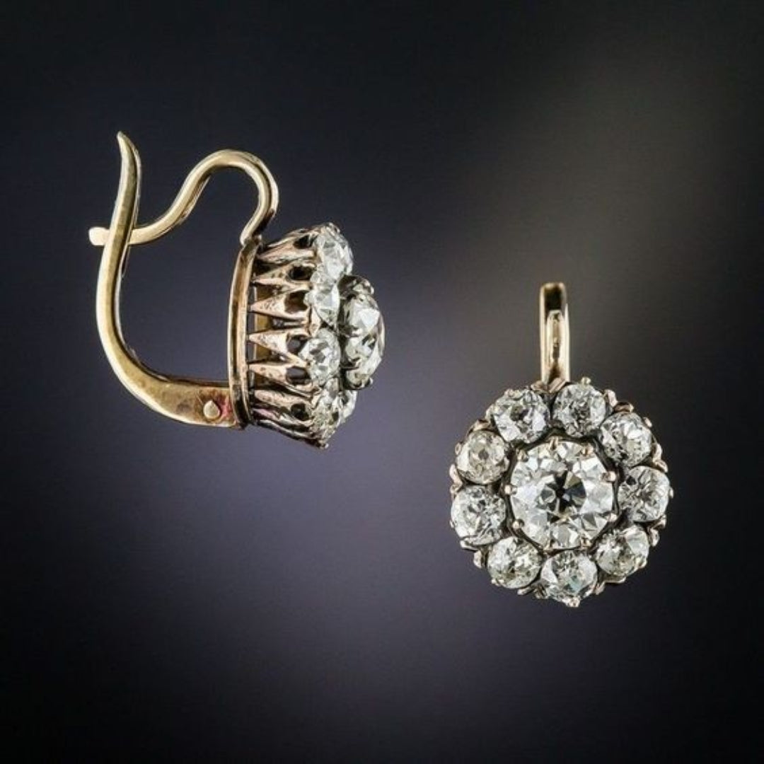 Boucles d'oreilles en or vintage exclusives avec incrustation de pierres précieuses