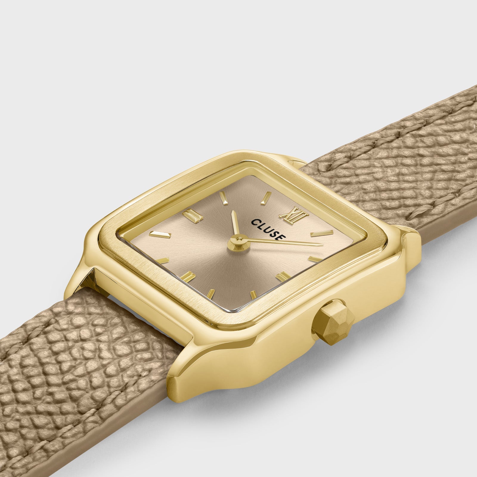 Gracieuse Petite Montre Double Cuir, Rugby Tan, Couleur Or
