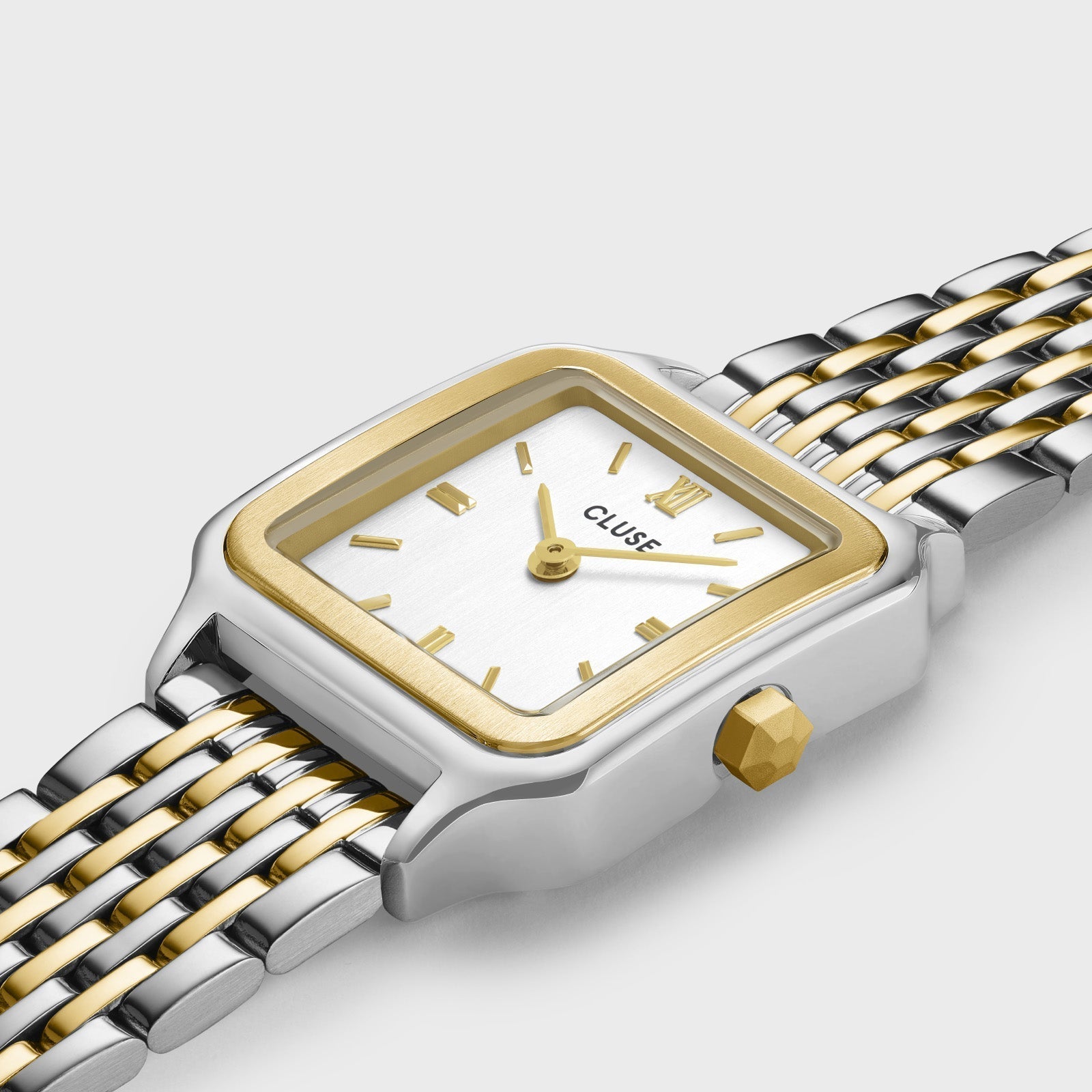 Gracieuse Petite Montre Double Acier, Blanc, Bicolore