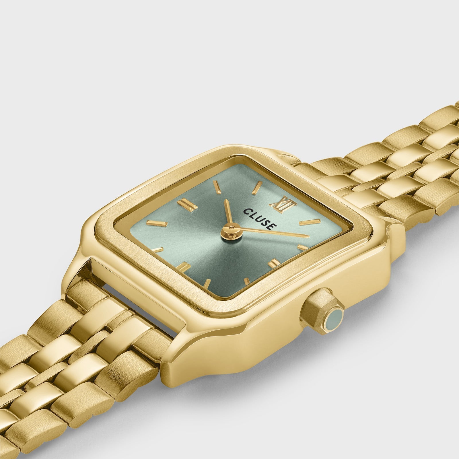 Montre Petite Gracieuse en Acier, Vert Sauge, Couleur Or