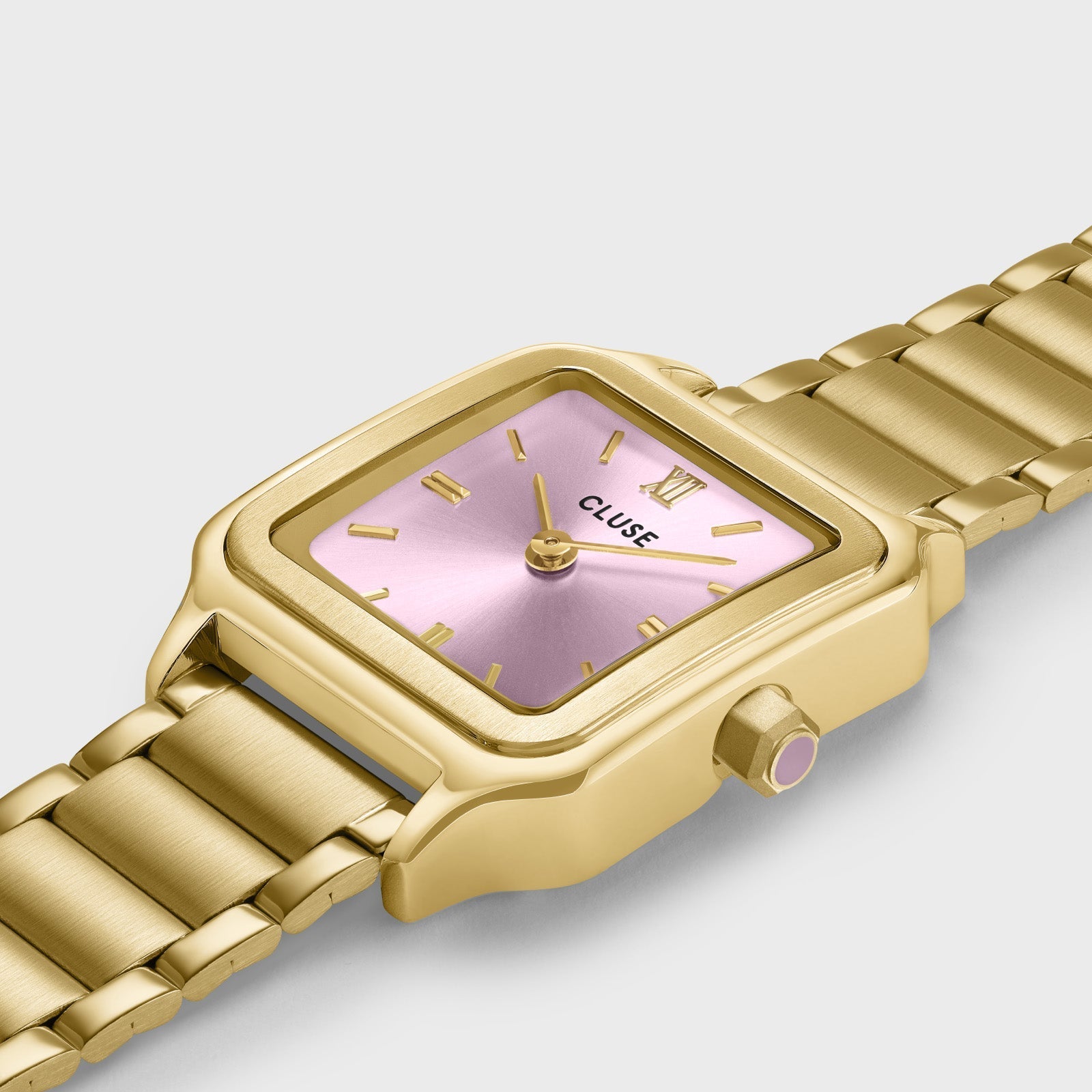 Gracieuse Petite Montre en Acier, Rose Mauve, Couleur Or