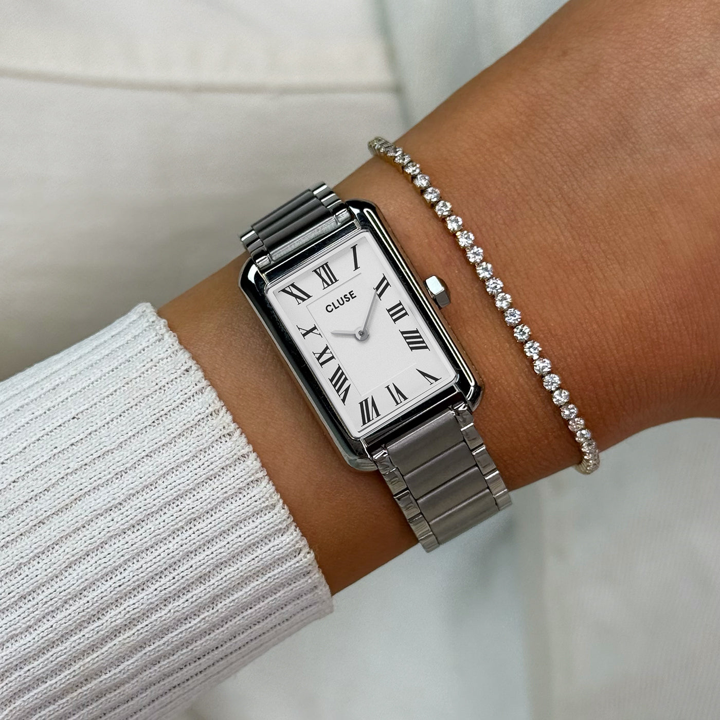 Montre Belisenna Acier, Blanc, Couleur Argent