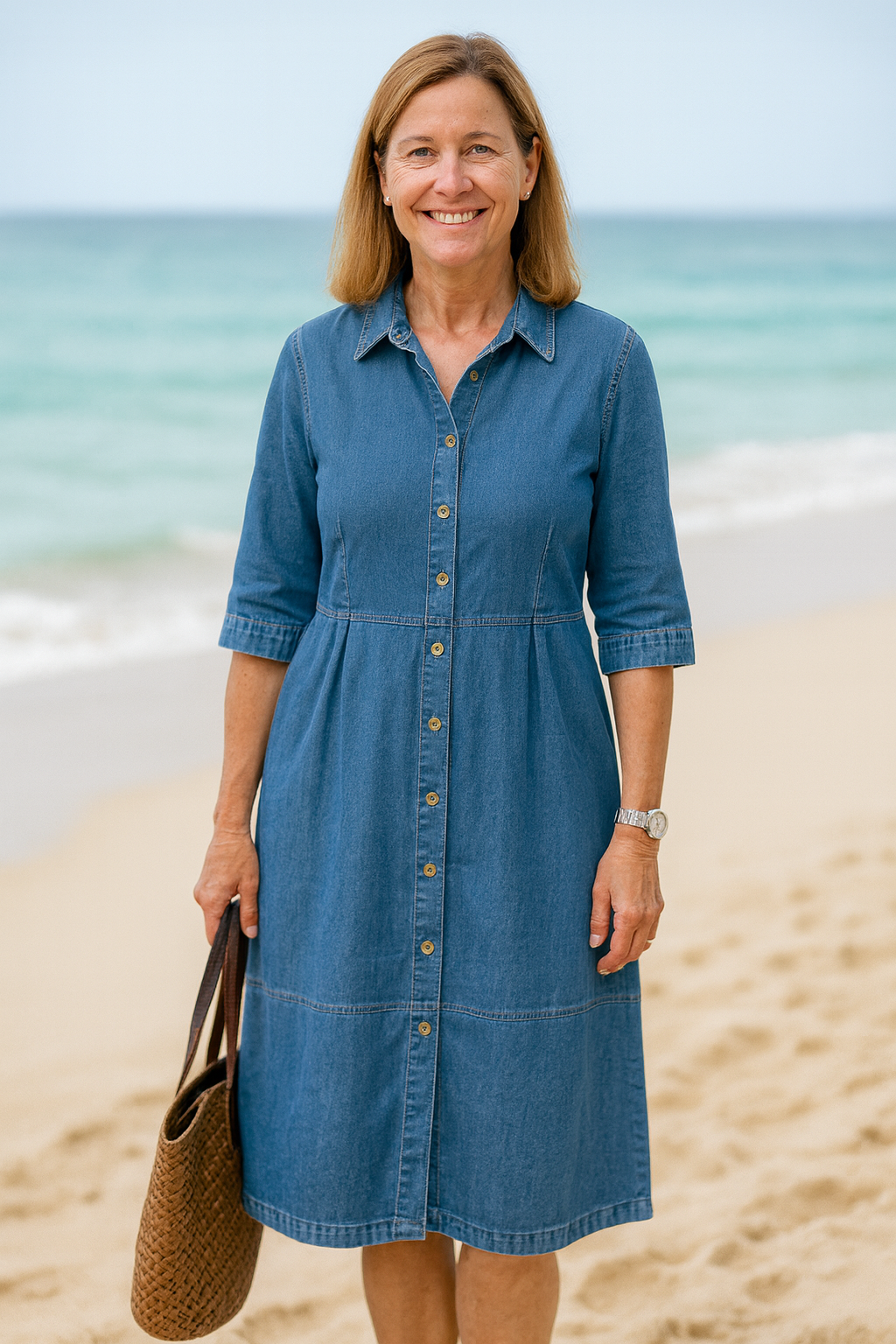 Cavell™ – Robe en Jean avec Boutonnage & Élégance Ample