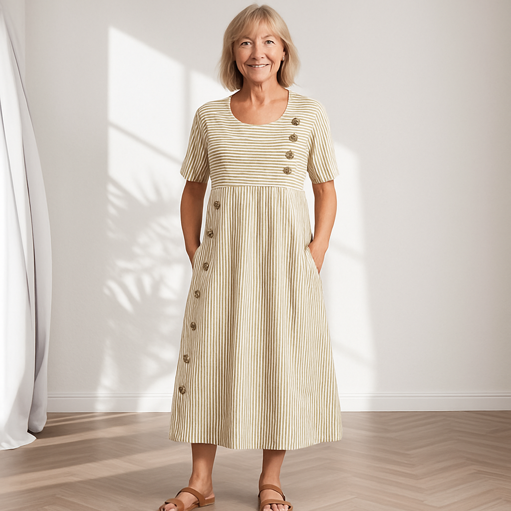 Cavell™ – Robe à boutons rayée avec coupe décontractée et tissu doux